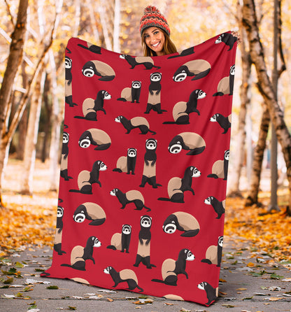 Ferret Pattern Print Design 02 Premium Blanket