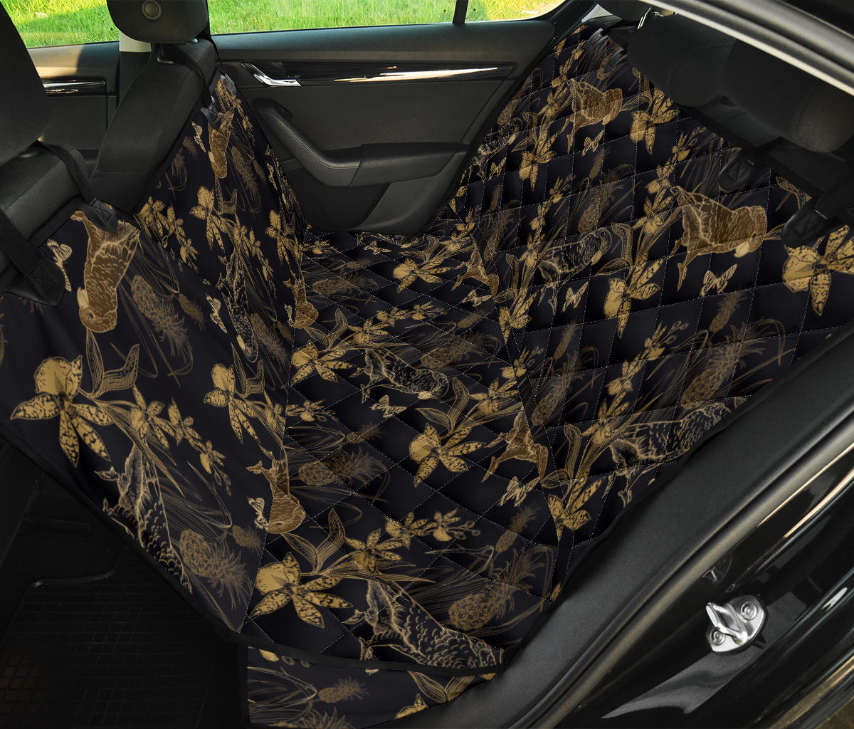 Parakeet Pattern Print Design A05 Rear Dog Car Seat Cover Hammock