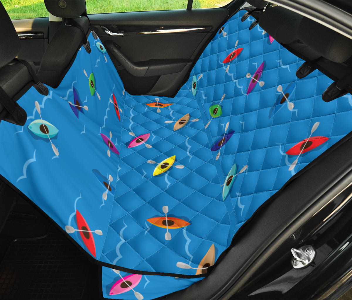 Kayak Pattern Print Design 03 Rear Dog Car Seat Cover Hammock