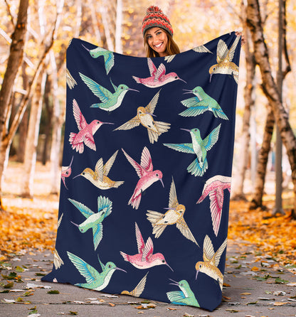 Hummingbird Cute Pattern Print Design 01 Premium Blanket
