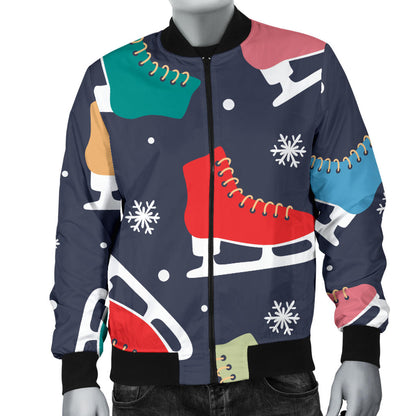 Ice Skate Pattern Print Design 04 Men Bomber Jacket