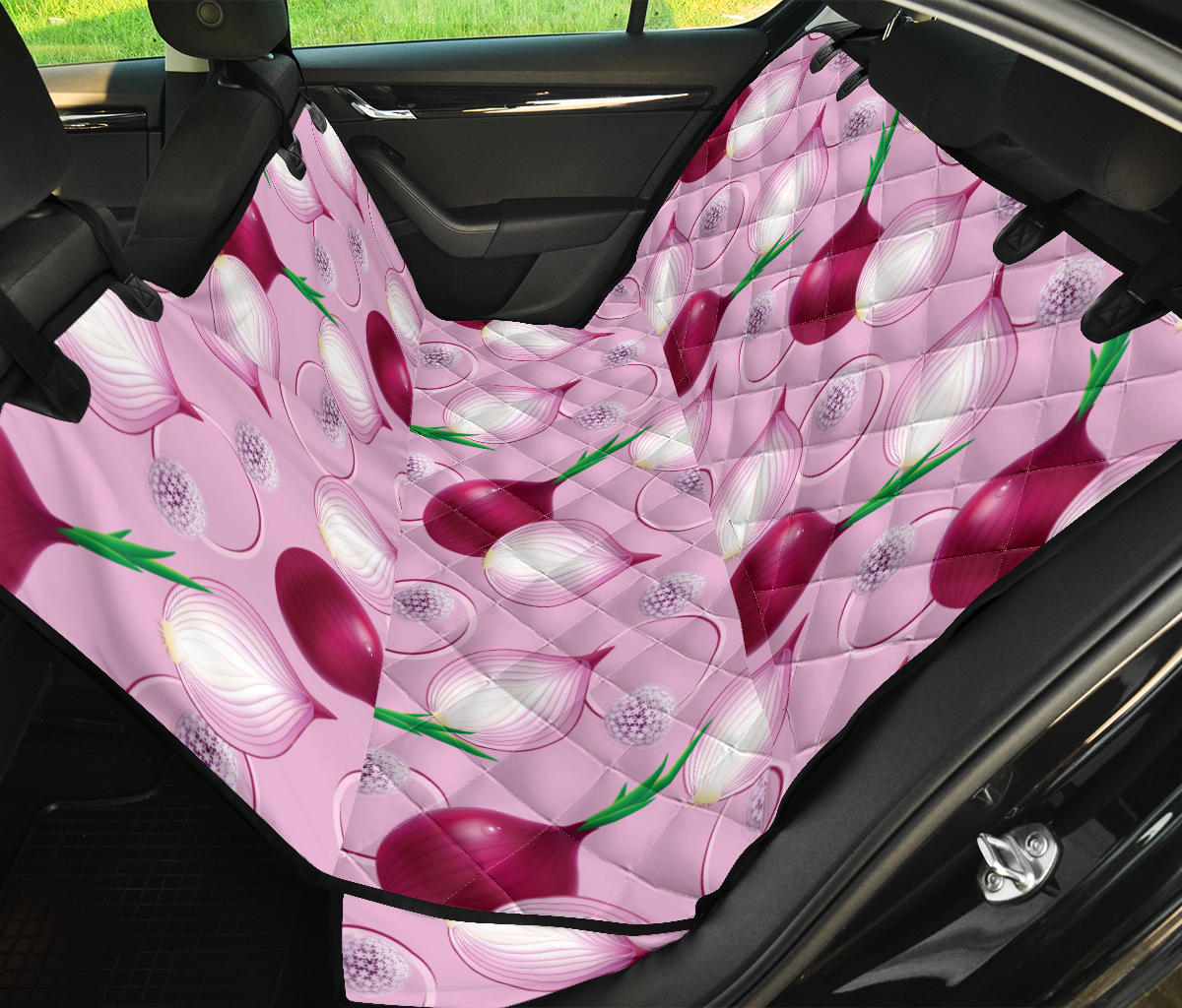 Onion Pattern Print Design A01 Rear Dog Car Seat Cover Hammock