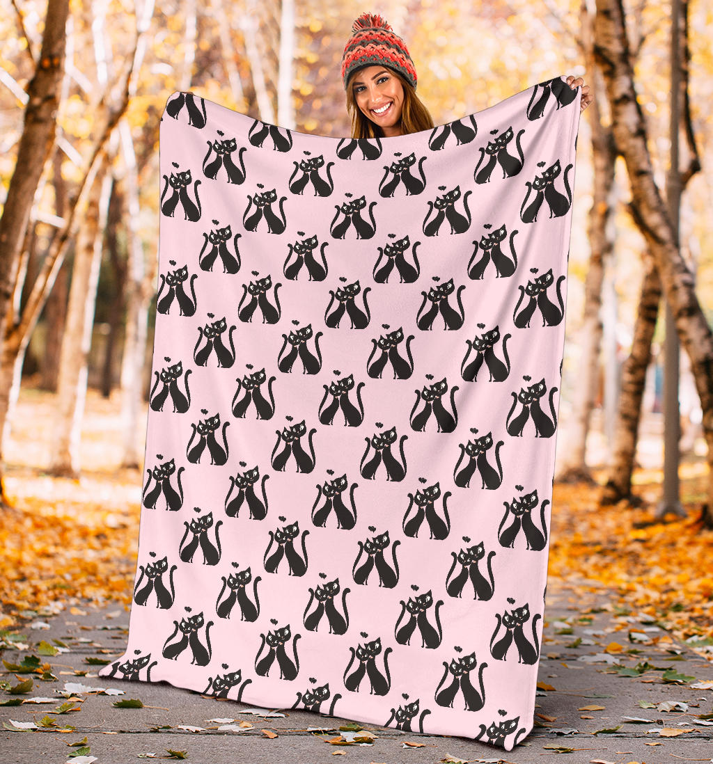 Black Cat Pattern Print Design 01 Premium Blanket