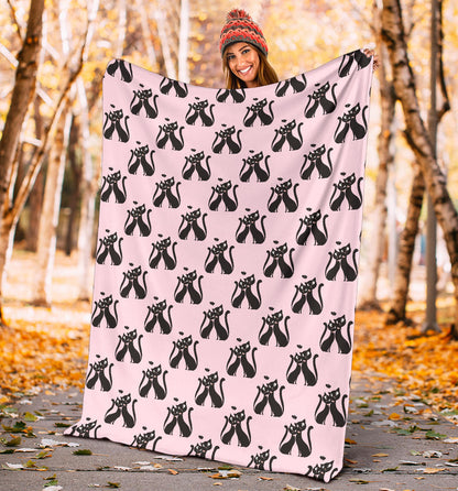 Black Cat Pattern Print Design 01 Premium Blanket