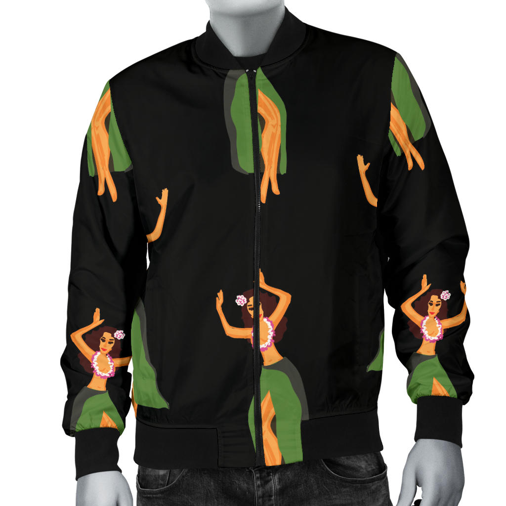 Hula Dancers Girl Pattern Print Design 01 Men Bomber Jacket