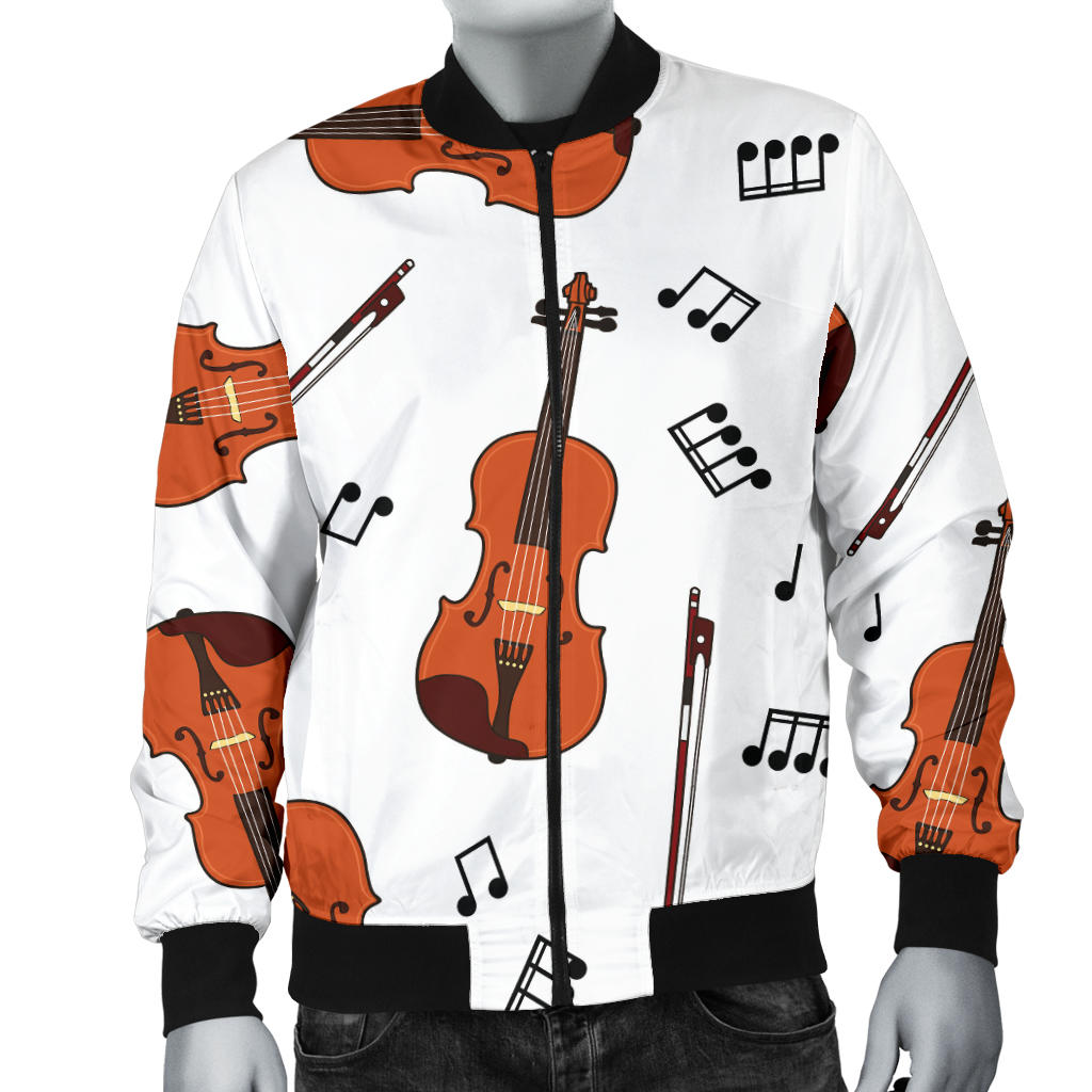 Violin Pattern Print Design 02 Men Bomber Jacket