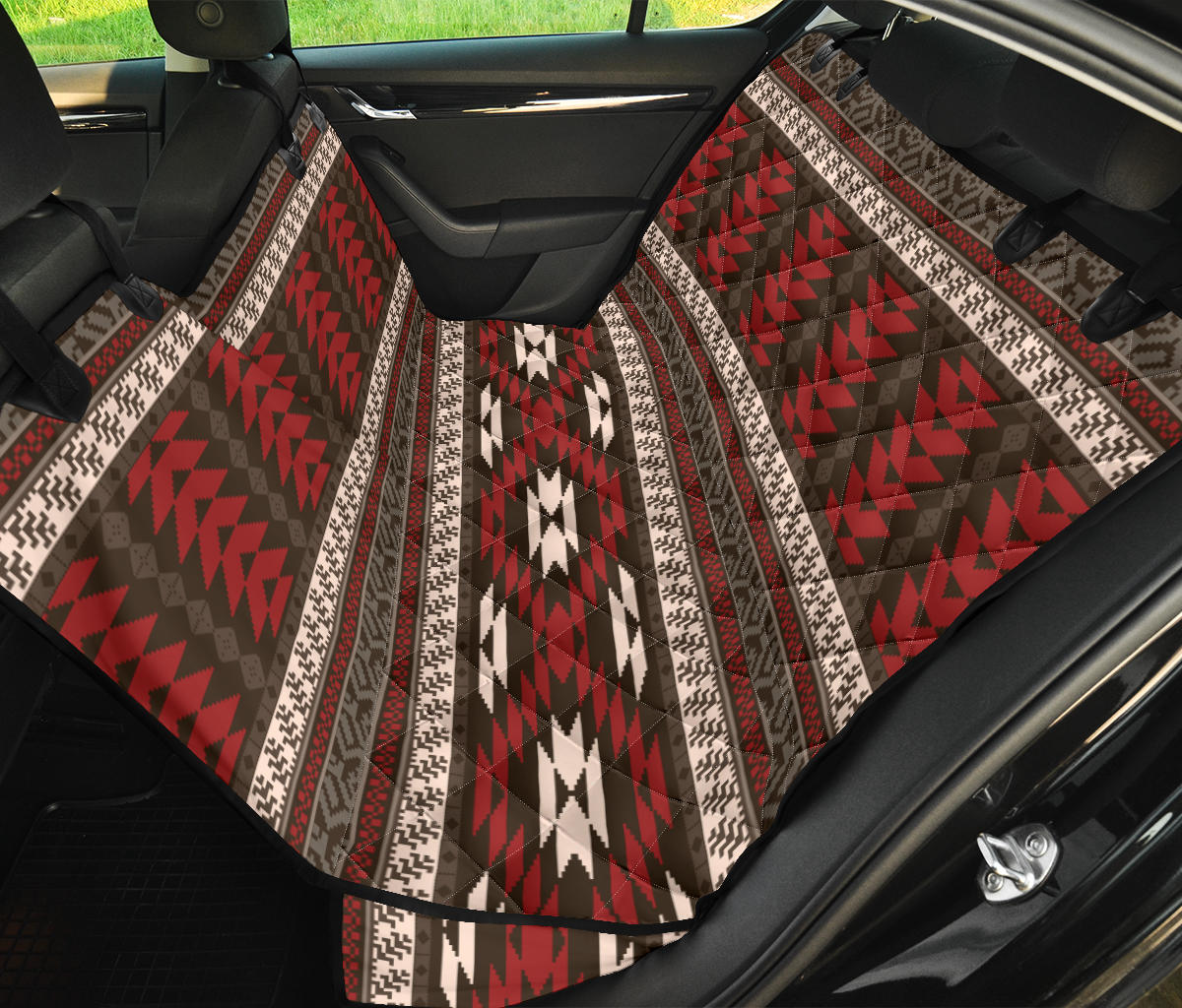 Native Pattern Print Design A03 Rear Dog Car Seat Cover Hammock