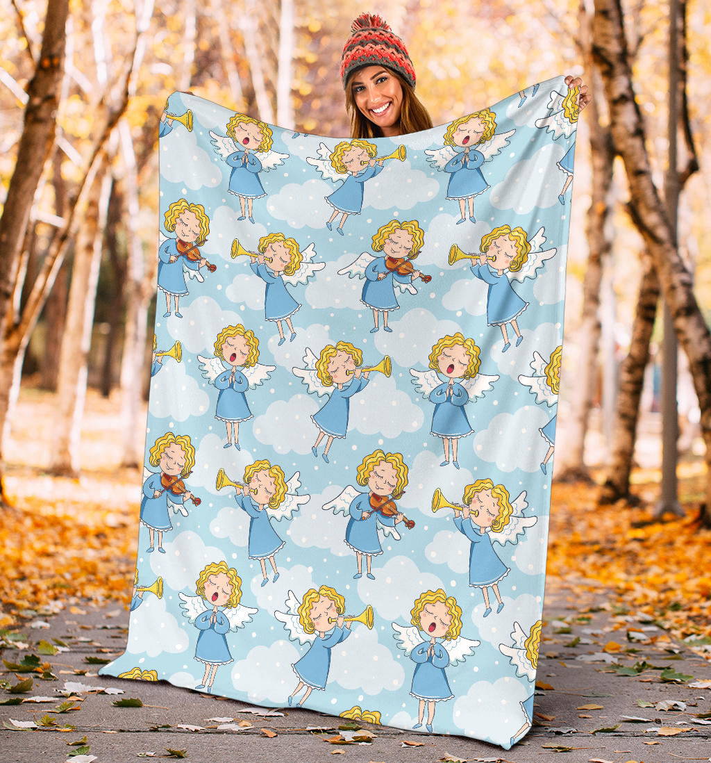 Angel Musician Pattern Print Design 09 Premium Blanket