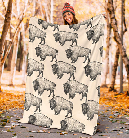 Bison Pattern Print Design 02 Premium Blanket