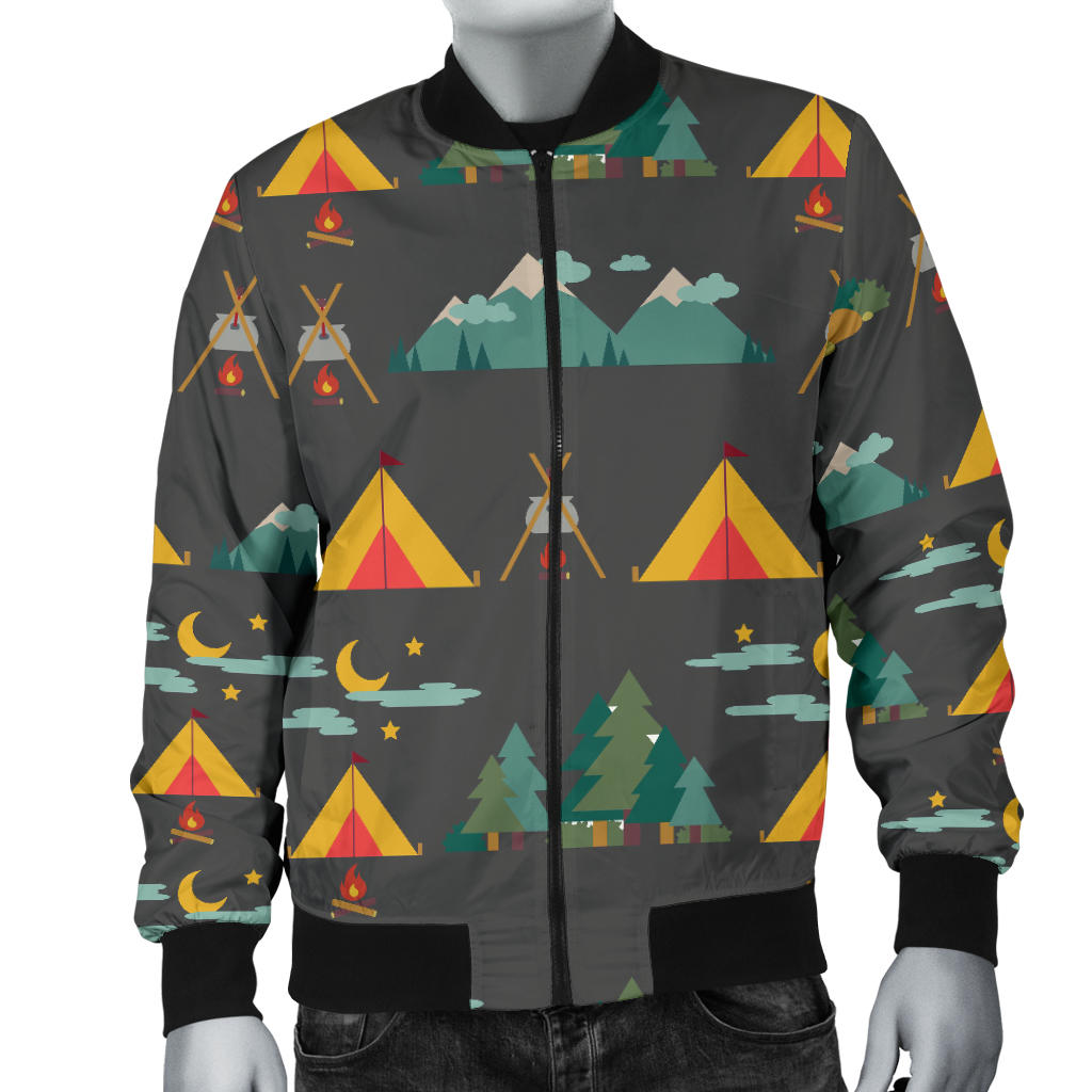 Camping Tent Pattern Print Design 03 Men Bomber Jacket