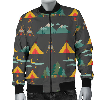 Camping Tent Pattern Print Design 03 Men Bomber Jacket