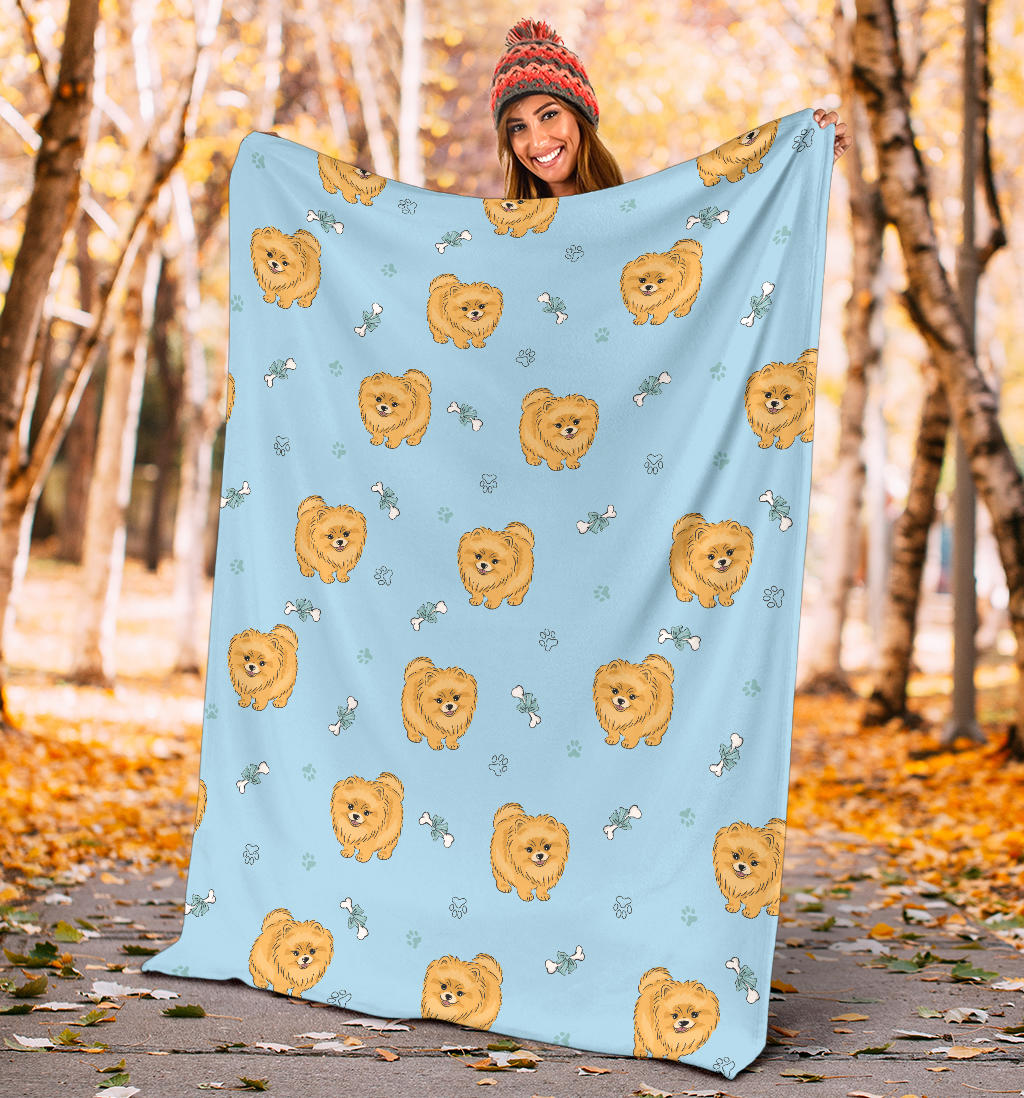 Pomeranians Pattern Print Design A03 Premium Blanket