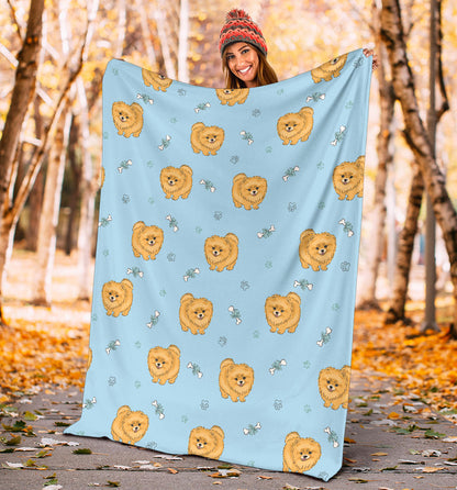 Pomeranians Pattern Print Design A03 Premium Blanket