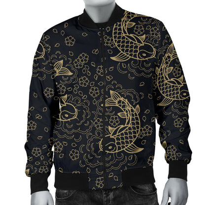 KOI Fish Pattern Print Design 02 Men Bomber Jacket
