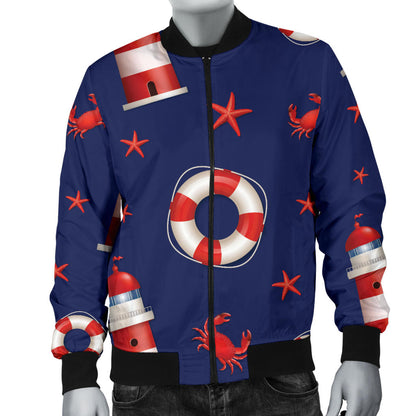 Nautical Pattern Print Design A03 Men Bomber Jacket