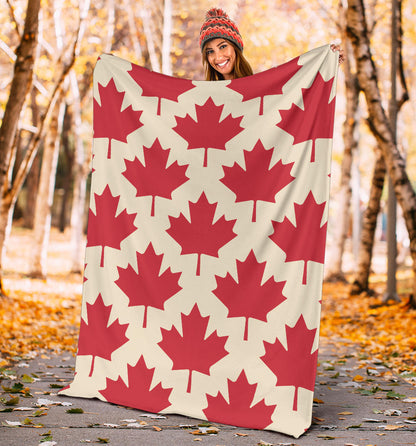 Maple Leaf Pattern Print Design 03 Premium Blanket