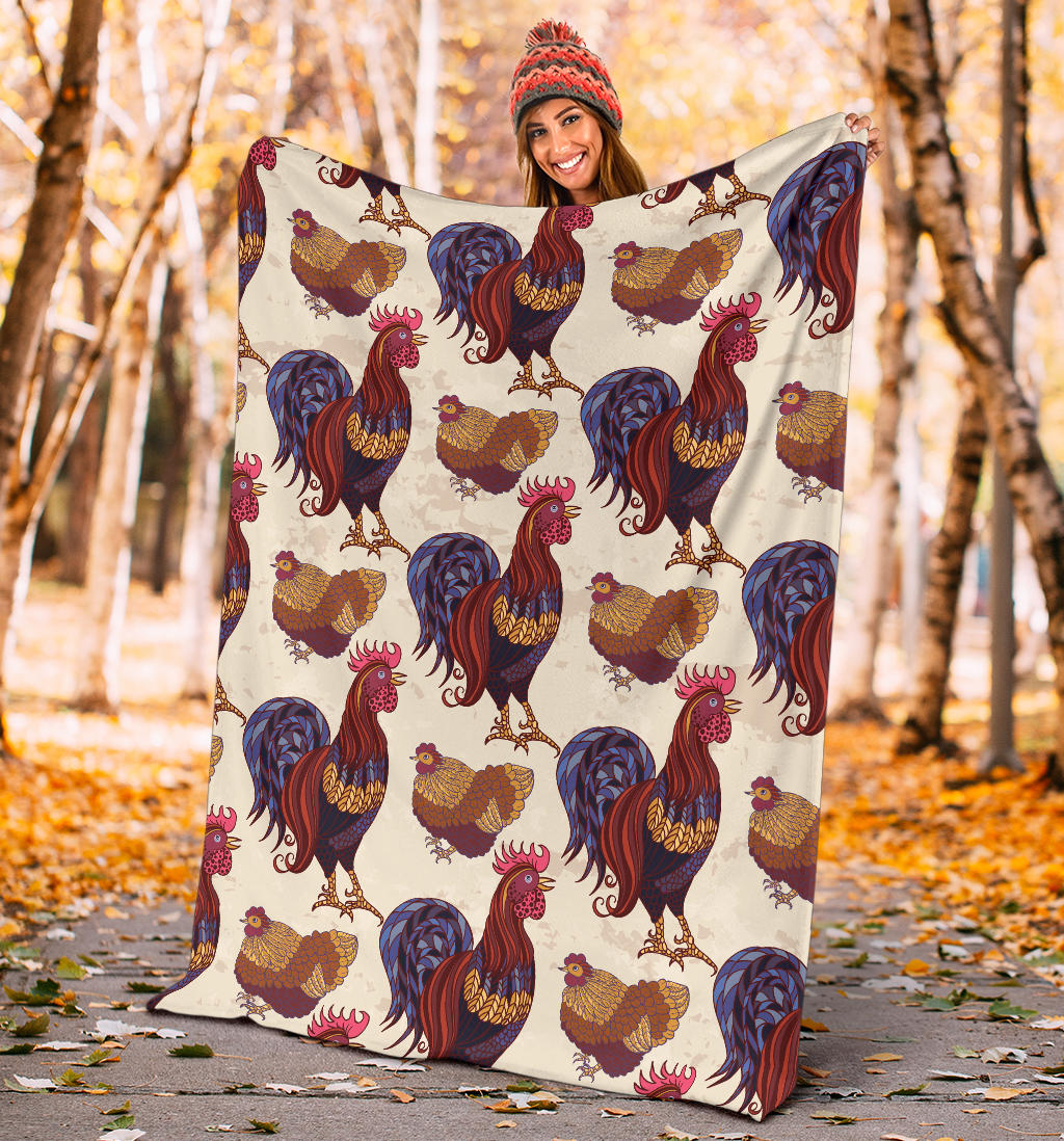Rooster Pattern Print Design A03 Premium Blanket