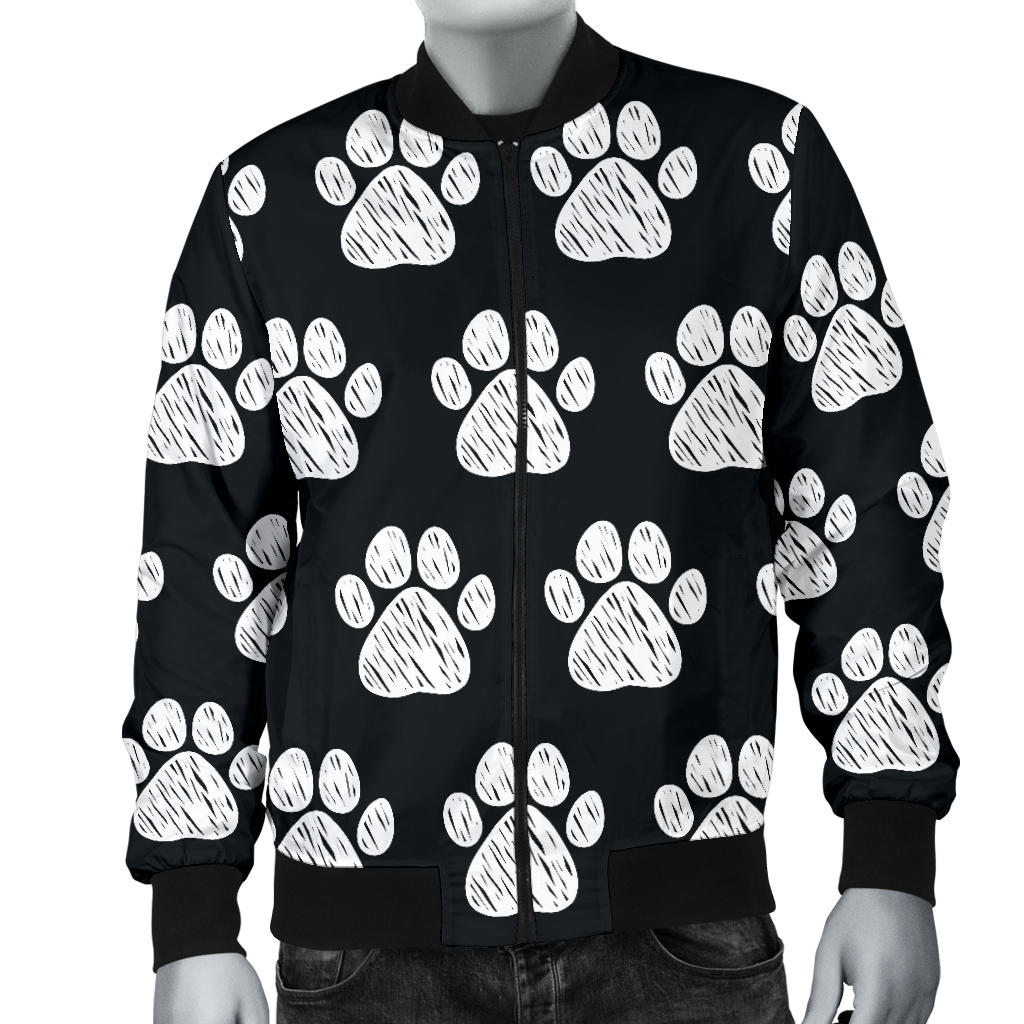 Paw Pattern Print Design A02 Men Bomber Jacket