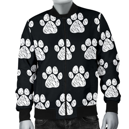 Paw Pattern Print Design A02 Men Bomber Jacket
