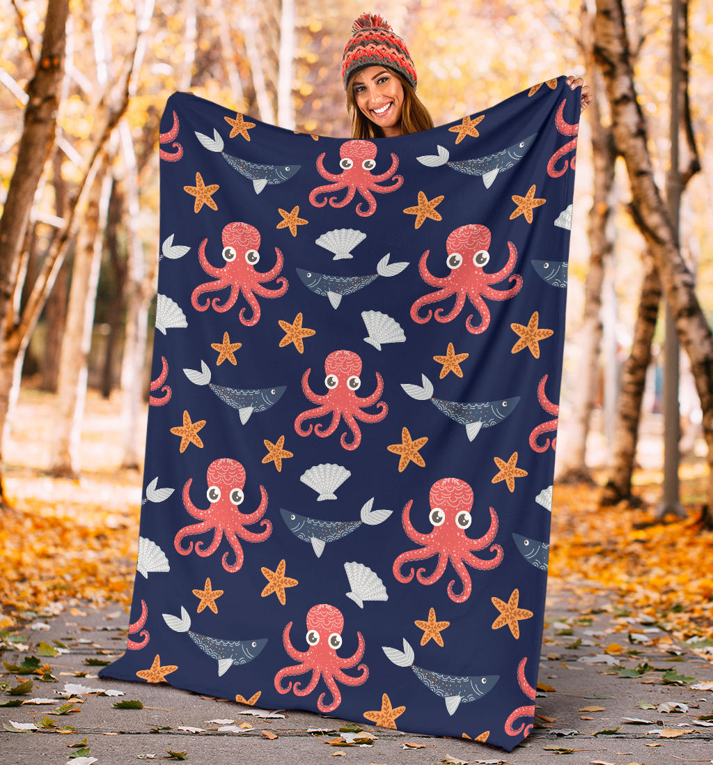 Octopus Pattern Print Design A04 Premium Blanket