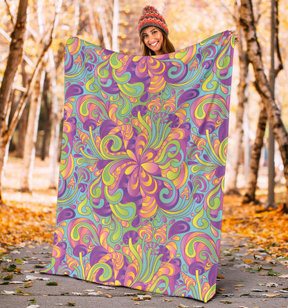 Psychedelic Mushroom Pattern Print Design A05 Premium Blanket