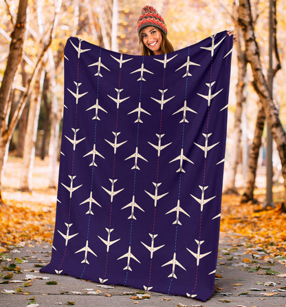Airplane Pattern Print Design 03 Premium Blanket