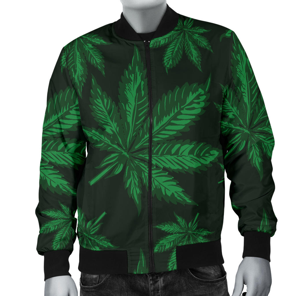 Pot Leaf Pattern Print Design A04 Men Bomber Jacket