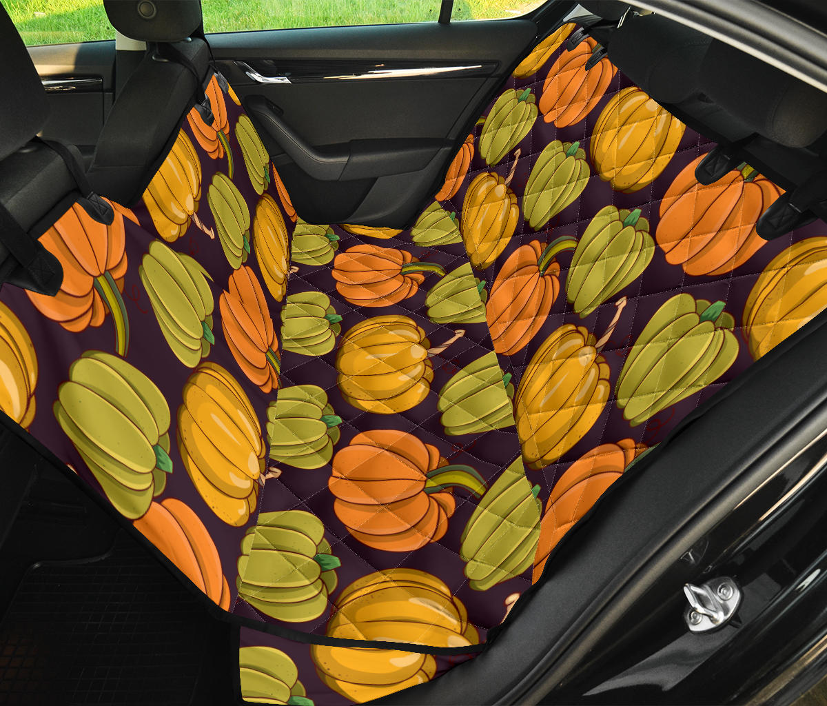 Pumpkin Pattern Print Design A01 Rear Dog Car Seat Cover Hammock