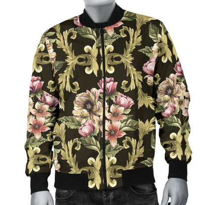 Baroque Pattern Print Design 02 Men Bomber Jacket