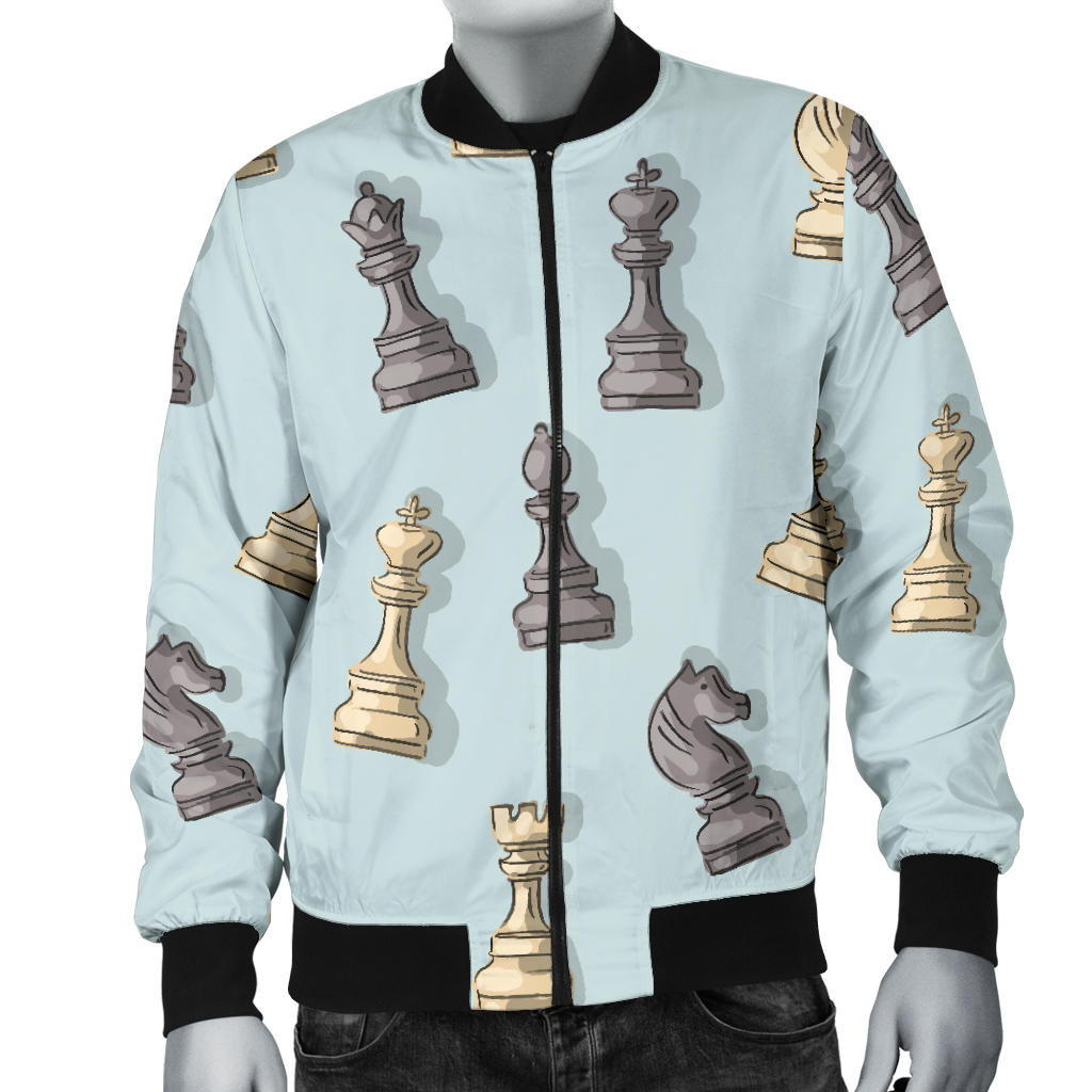 Chess Pattern Print Design 02 Men Bomber Jacket