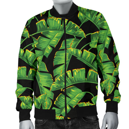 Banana Leaf Pattern Print Design 03 Men Bomber Jacket