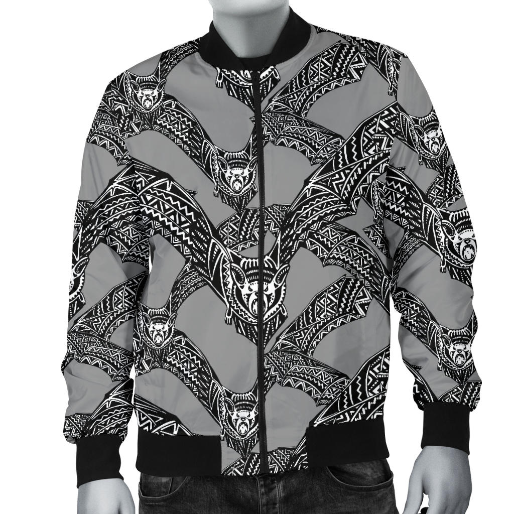 Bat Pattern Print Design 04 Men Bomber Jacket