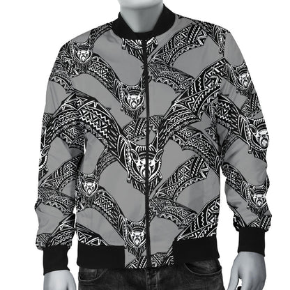 Bat Pattern Print Design 04 Men Bomber Jacket