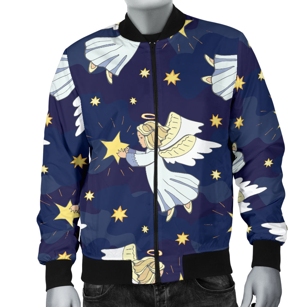 Angel Pattern Print Design 06 Men Bomber Jacket