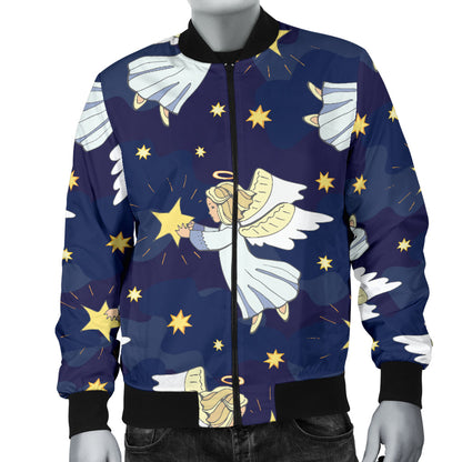 Angel Pattern Print Design 06 Men Bomber Jacket