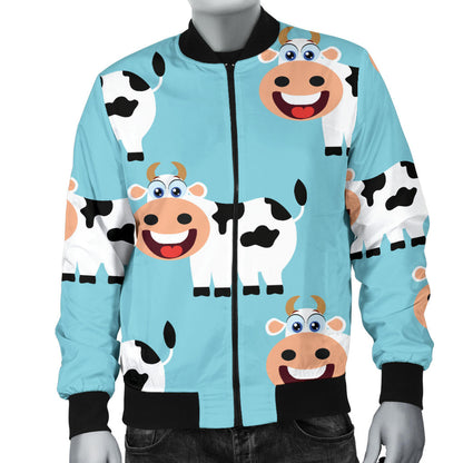 Cattle Cute Pattern Print Design 01 Men Bomber Jacket