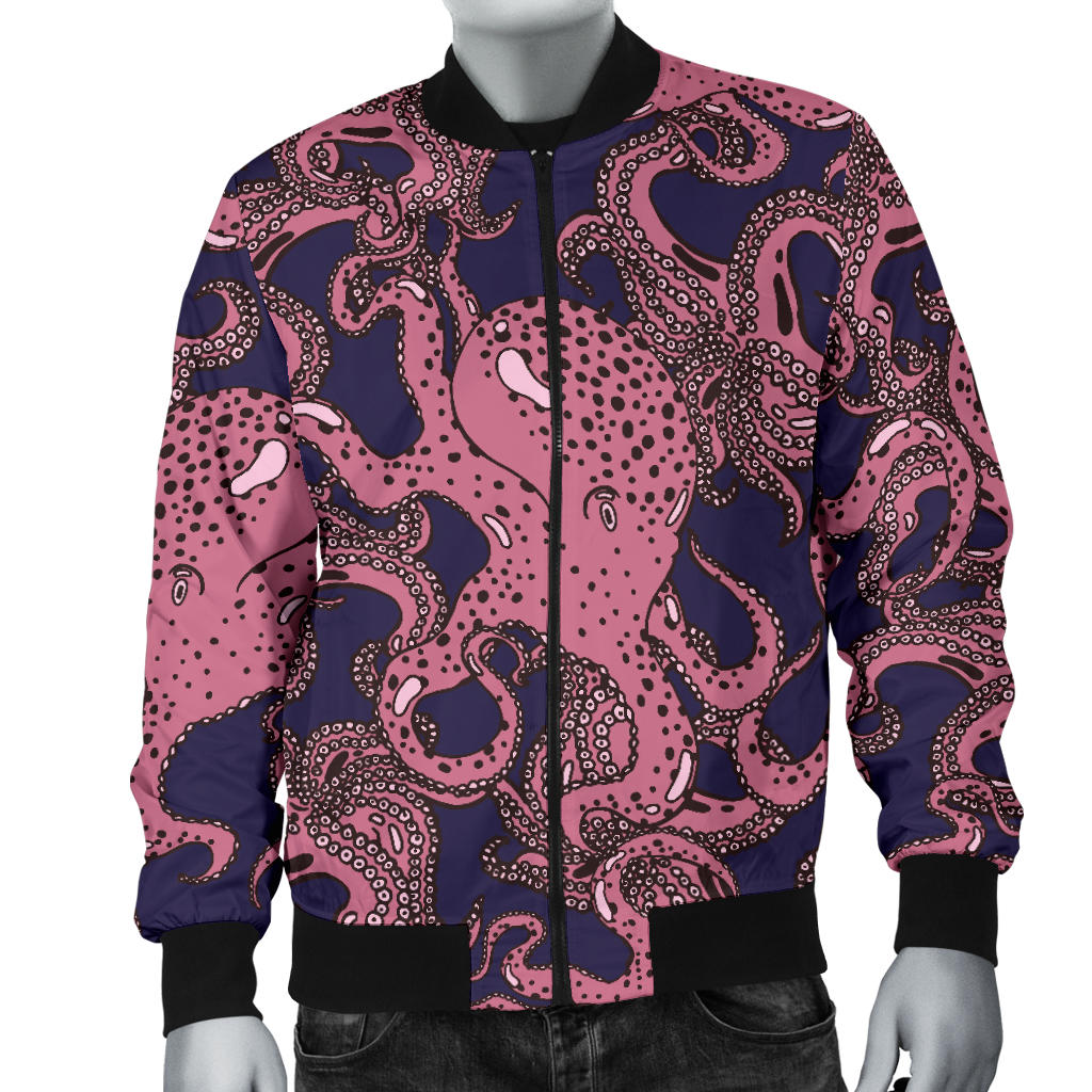 Octopus Pattern Print Design A03 Men Bomber Jacket