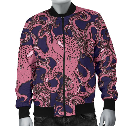 Octopus Pattern Print Design A03 Men Bomber Jacket