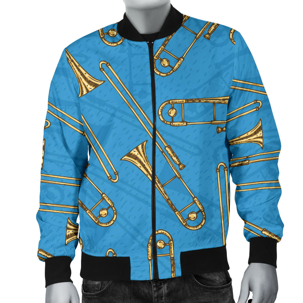 Trombone Pattern Print Design 01 Men Bomber Jacket