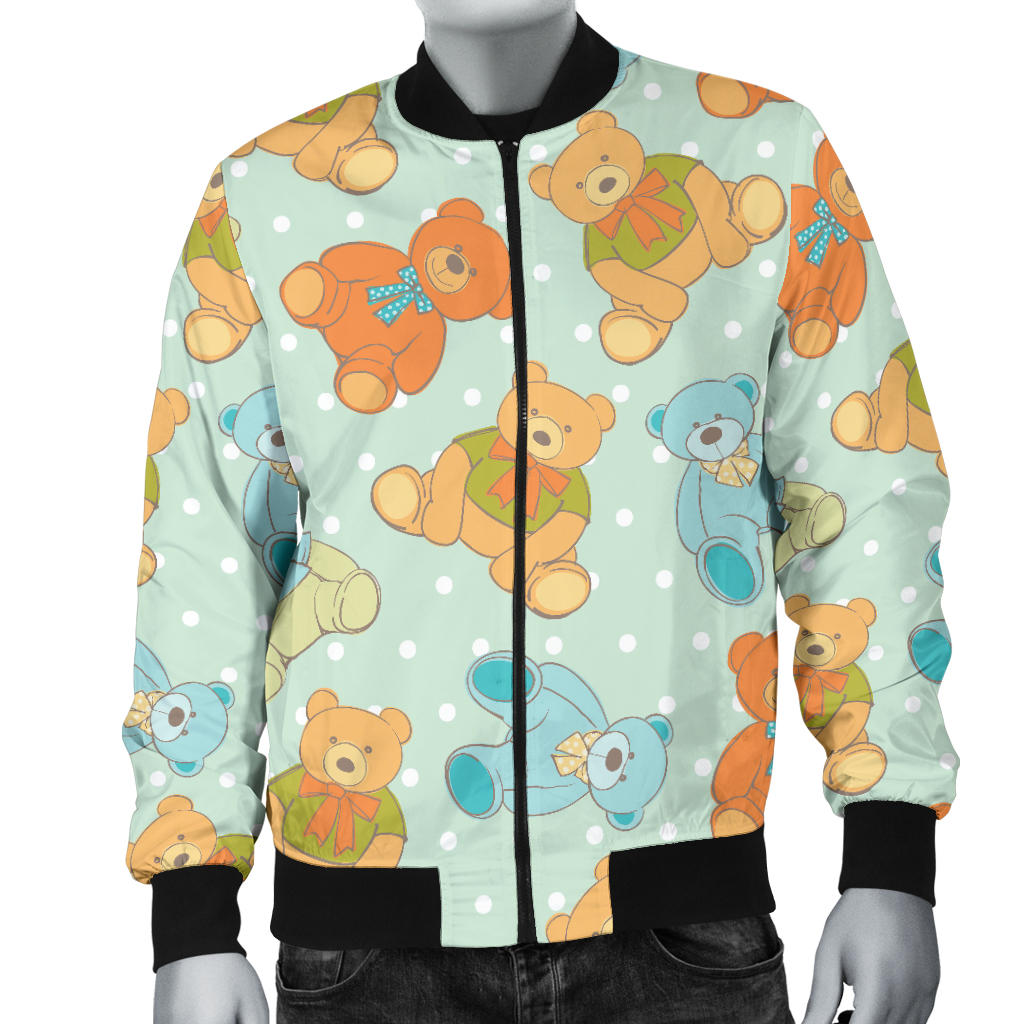 Bear Pattern Print Design 02 Men Bomber Jacket