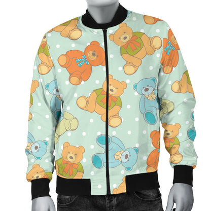 Bear Pattern Print Design 02 Men Bomber Jacket