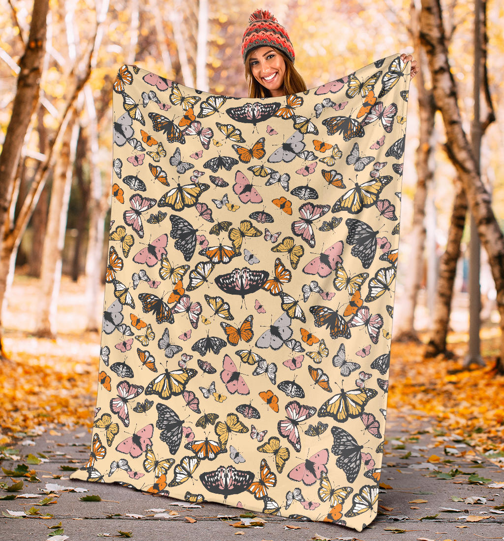 Butterfly Pattern Print Design 04 Premium Blanket