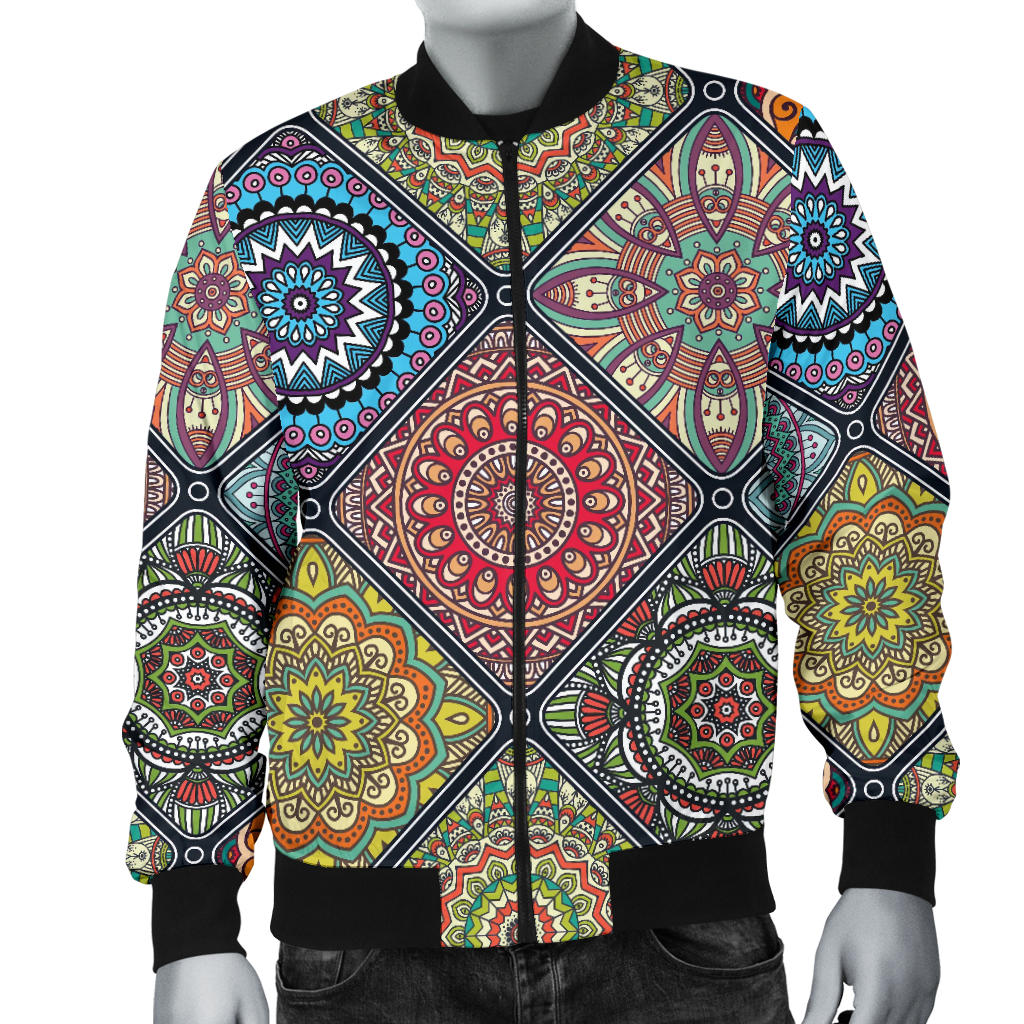 Bohemian Pattern Print Design 05 Men Bomber Jacket