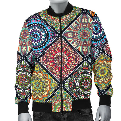 Bohemian Pattern Print Design 05 Men Bomber Jacket