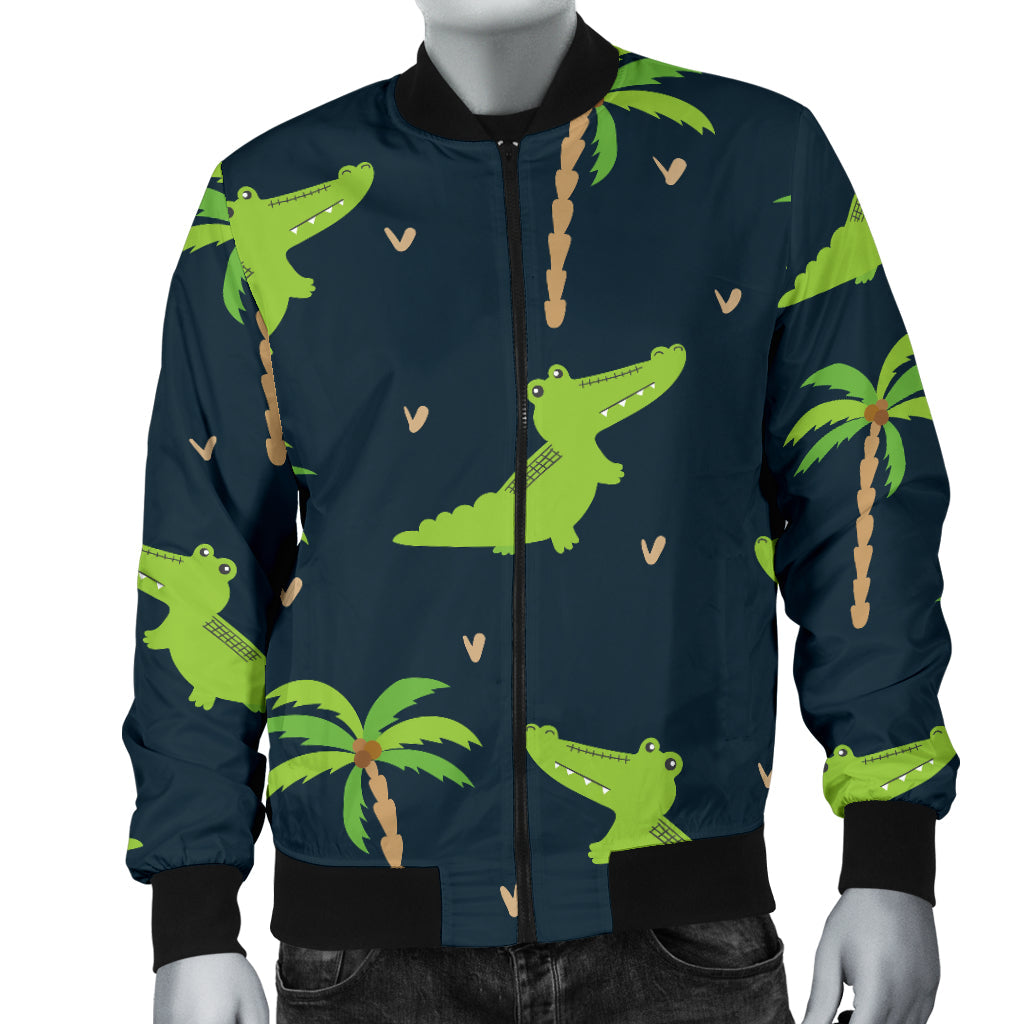 Alligator Pattern Print Design 02 Men Bomber Jacket