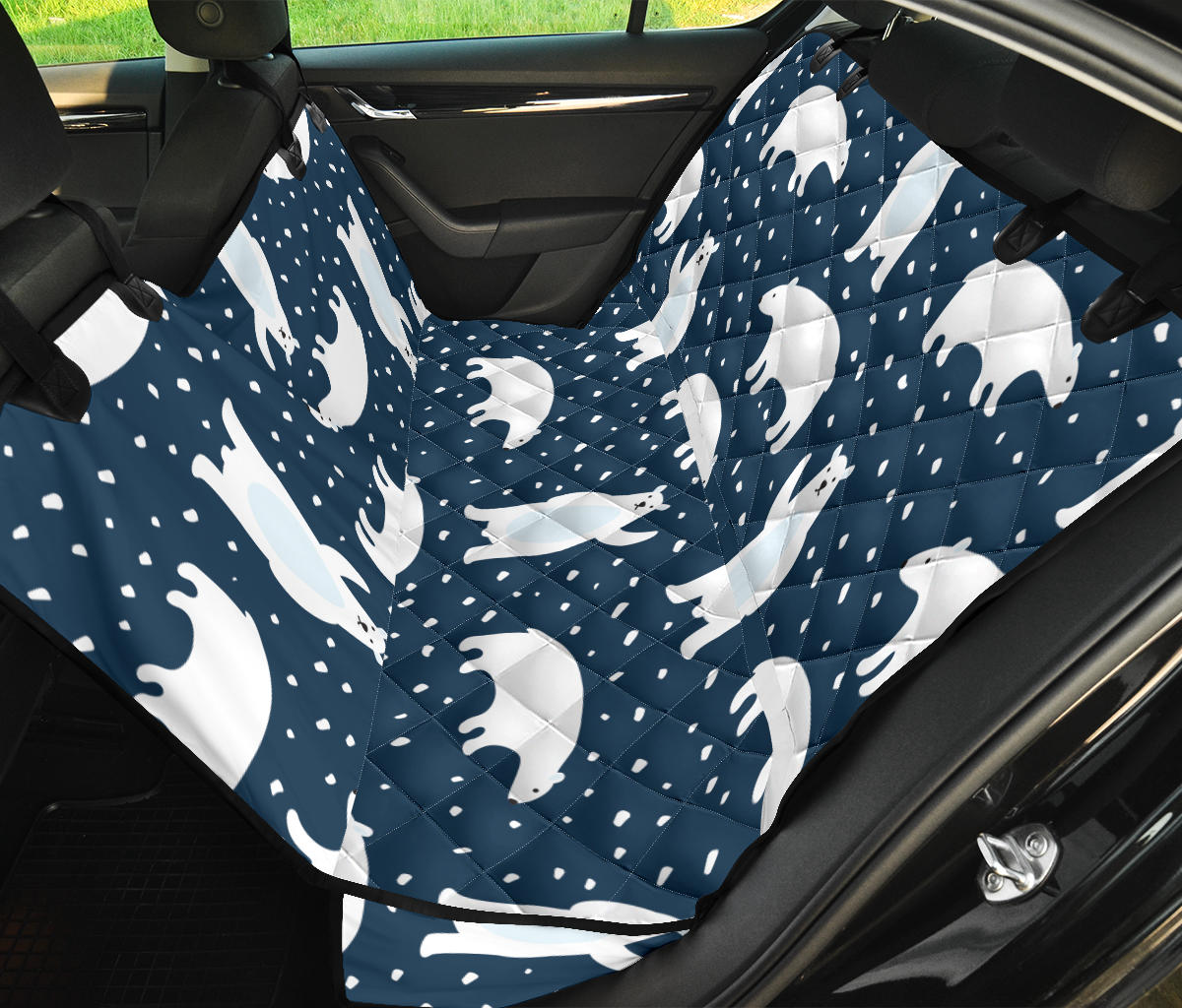 Polar Bear Pattern Print Design A02 Rear Dog Car Seat Cover Hammock