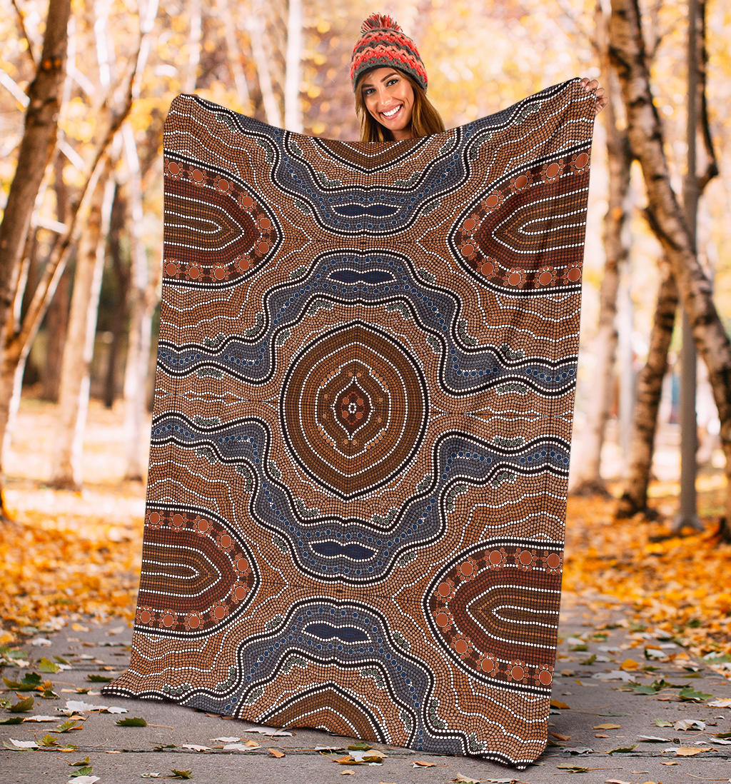 Aboriginal Pattern Print Design 01 Premium Blanket