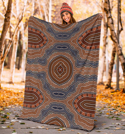Aboriginal Pattern Print Design 01 Premium Blanket