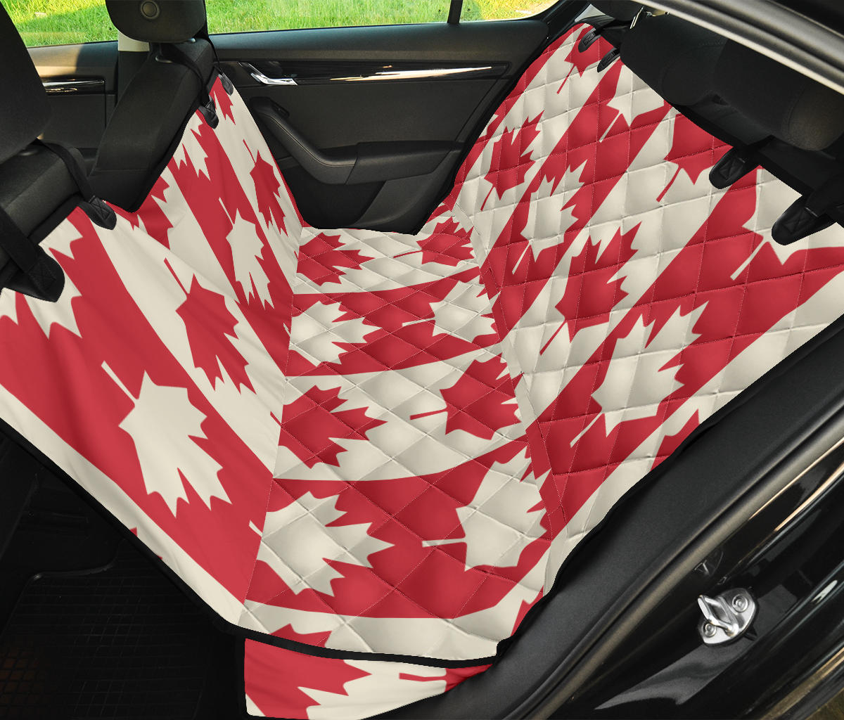 Maple Leaf Pattern Print Design 02 Rear Dog Car Seat Cover Hammock