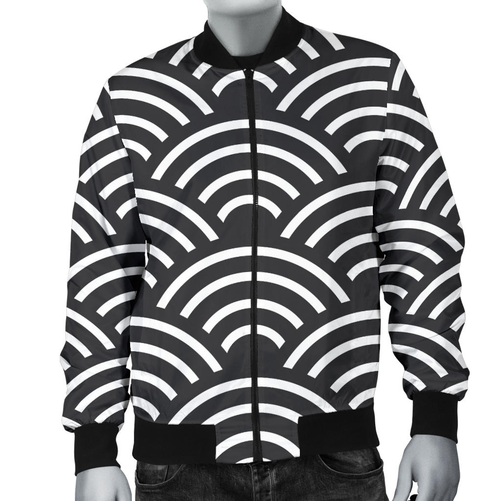 Scales Black White Pattern Print Design 03 Men Bomber Jacket